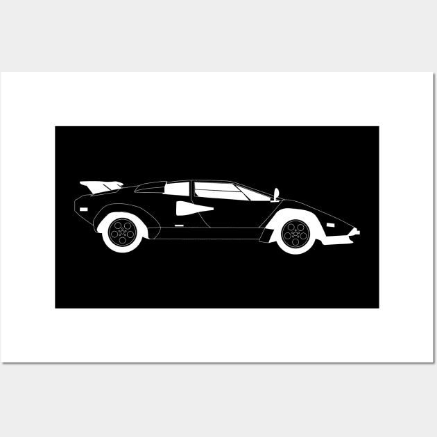 Countach White Outline Wall Art by kindacoolbutnotreally